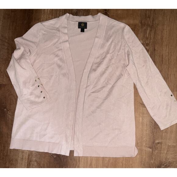 Jm Collection Studded Open-Front Cardigan Pink Size Small - Picture 1 of 8